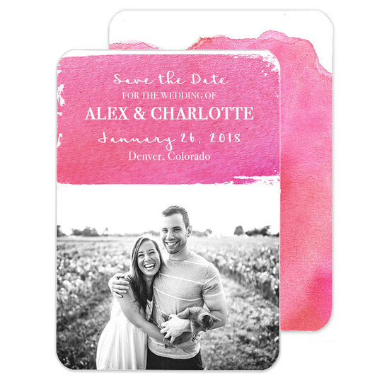 Pink Big Swash Photo Save The Date Announcements